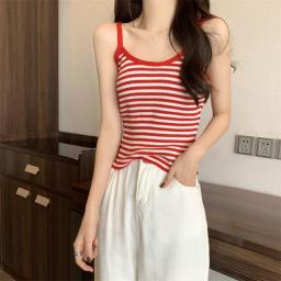 Y2k Casual Fashion Knitted Vest Tank Sleeveless Cami Clothes Halter Streetwear Ropa De Mujer Ribbed Sexy Striped Club Cute Top