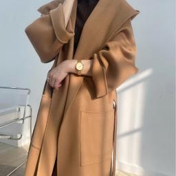 Double-sided Cashmere Coat Women's Autumn And Winter 2022 New Thickened Korean Version Woolen Coat Hooded Woolen Coat Women