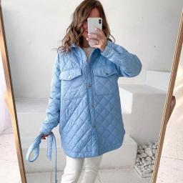 Women's Winter Padded Jacket Fashion Warm Loose Casual Coats Lapel Single-breasted Outwear Ladies Elegant Quilted Jackets Belt