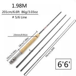 NEW 1.98M 2.1M Fly Fishing Rod Portable Carbon UltraLight Slow Action Fly Rod Cork Handle Lure Fishing Tackle De Pescar