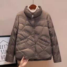 2022 New Korean Fashion Elegant Women Padded Cotton Coats Stand Collar Single Breasted Parkas Solid Long Sleeve Warm Jackets
