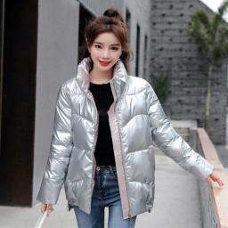2022 New Glossy Winter Parkas Women No Wash Down Cotton Jacket Warm Casual Windproof Outerwear