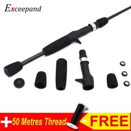 Exceepand Casting Fishing Rod Handle Black EVA Foam Split Pole Grips Replacement Parts For Fishing Rod Building Or Repair