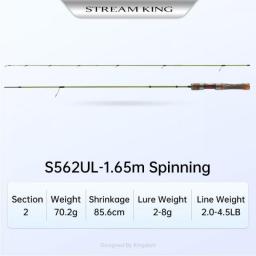 Kingdom STREAM KING Ultralight Carbon Rods MF Action Spinning Casting Fishing Rods 2 Section And 3 Section UL L Power Travel Rod