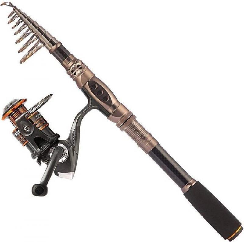 WHYY Fishing Rod and Reel Combos Carbon Fiber Telescopic Fishing Pole with Reel Combo Sea Saltwater Freshwater Fishing Rod Kit