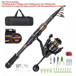 Fishing Rod And Reel Combo Telescopic Fishing Pole Kit With Fishing Gears Line, Reel And Travel Bag For Fisherman