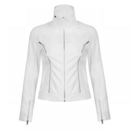 Women Casual Jacket Vintage Long Sleeve Stand Collar Zipper Closure Solid Cool Fall Outwear