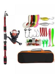 YOUZI Travel Fishing Gear Set Long Casting Spinning Fishing Reel Ultralight Carbon Rod Fishing Tackle For Beginners