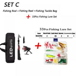 Fishing Rod Full Kits 1.6M Telescopic Sea And Spinning Reel Baits Lure Tackle Travel Fishing Gear Accessories Bag 6 Optional Set