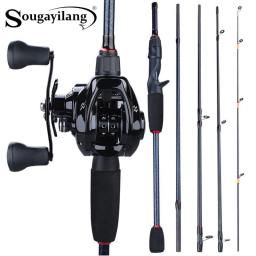 Sougayilang 1.8m- 2.4m Casting Fishing Rod Combo Portable 5 Section  Fishing Rod And 12+1BB 7.0:1 Gear Ratio Baitcasting Reel