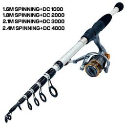 Ghotda Portable Ultralight Fishing Rod With Reinforced Reel Fishing Set  1.6 1.8 2.1 2.4m