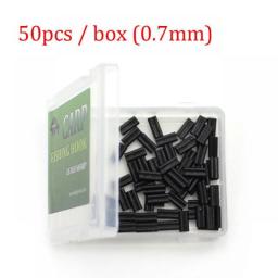 50pcs Carp Fishing Accessories 0.6mm/0.7mm Fishing Crimp Fit Over Stiff Fluorocarbon Chod Rig Krimp Sleeves For Carp Fish Tackle