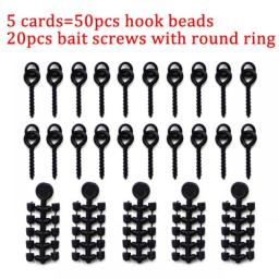 50PCS Hook Stops Beads Carp Fishing Accessories Stoper 20PCS Boilies Bait Screw Hair Chod Ronnie Rig Pop UP Boilies Stop