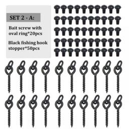 70pcs Carp Fishing Accessories Fishing Hook Bait Screw Stopper Rubber Bead For Ronnie Spinner Rig Boilies Stopping Fish Tackle