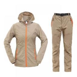 Camping Hiking Clothing Set Outdoor Sport Men Women Summer Sportswear Suit Hooded Jackets Pants Quick Dry Breathable Set ST01
