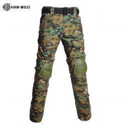 HAN WILD Combat Pants With Knee Pads Airsoft Tactical Trousers Camouflage Waterproof Pants Hiking Men Clothing Military Pants
