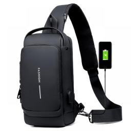 Fashion Shoulder Bag For Men Waterproof USB Man Crossbody Bag Anti-Theft Short Travel Messenger Sling Fashion Designer Chest Bag