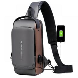 Fashion Shoulder Bag For Men Waterproof USB Man Crossbody Bag Anti-Theft Short Travel Messenger Sling Fashion Designer Chest Bag