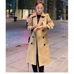 2023 Spring Summer Mid-length Women's Trench Coat Loose Double-breasted Coats British Wind Two-piece Set Can Be Removed Jacket