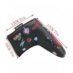 Magnetic PU Leather Golf Club Head Cover Balloon Pattern Golf Putter Cover Reusable Golf Accessories Golf Iron Club Head Covers