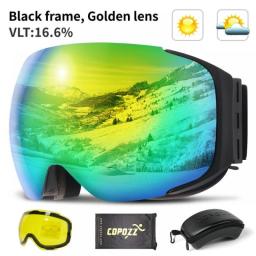 COPOZZ Magnetic Ski Goggles With 2s Quick-Change Lens And Case Set UV400 Protection Anti-Fog Snowboard Ski Glasses For Men Women