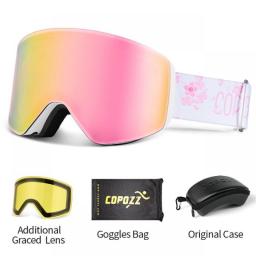 COPOZZ Professional Winter Ski Goggles Magnetic Quick-Change Double Layers Anti-Fog Snowboard Goggles Men Women Ski Equipment