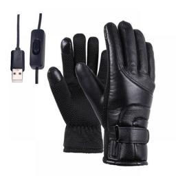 Electric Heated Gloves Waterproof Rechargeable USB Hand Warmer Heating Gloves Winter Motorcycle Thermal Touch Screen Bike Gloves