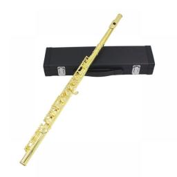 SLADE Gold-plated Silver Keys 16 Holes Flute Woodwind Instrument Closed Hole E Key Concert Flute With Box Music Accessories