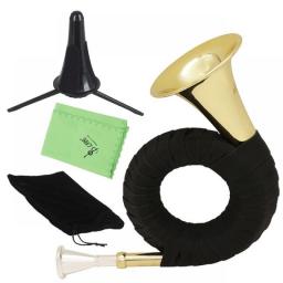 SLADE Bb Brass Hunting Horn Gold Plated Hunting Horn Professional Wind Musical Instruments With Carry Bag Stand Cleaning Cloth