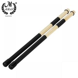 M MBAT 1 Pair 40CM High Quality Bamboo Drum Brush Drumsticks Rods Jazz Drum Sticks Brushes Rod Percussion Accessories Parts
