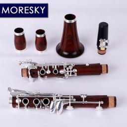 MORESKY Red Wood Professional Clarinet Bb  Rosewood Clarinet Silvering Keys Solid Wood Sib Klarnet