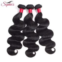 Sophie's Hair Malaysian 3 Bundles Non-Remy Hair Extensions Body Wave 100Percent Human Hair Weaves  Natural Color Hair