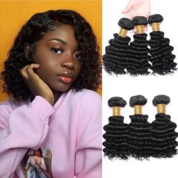 12A Deep Wave Bundles Brazilian Human Hair Weave Extension Kinky Curly Wet And Wavy Human Hair Bundles 100Percent Remy Hair Extensions