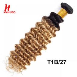 HairUGo T1B/27 Omber Blonde Body Wave Bundles Brazilian Human Hair Weaving Remy Hair Bundles Colored Human Hair Weave Dyed Roots