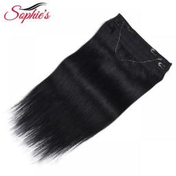 Sophies Fish Line Stright Hair Extension Human Hair Remy Hair Natural Color 5 Color Natural Hidden Wire One Piece With Clips