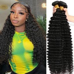 100Percent Human Hair Deep Wave Bundles Original Human Hair Hair Extension For Black Women 10-30 Inches 100 Percent Raw Virgin Human