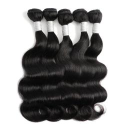 KissHair Body Wave Human Hair Bundles 12 To 22 Inch Remy Indian Hair Extensions 60g/Bundle Natural Black Color Double Weft Hair
