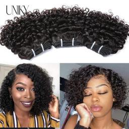 Short Kinky Curly Brazilian Hair Weave Bundles 100Percent Remy Human Hair Extensions Dark Brown Raw Jerry Curly Hair Bundle Deals