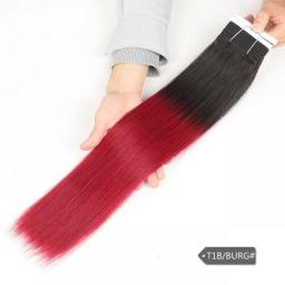 Sleek Brazilian Straight Hair Double Drawn Natural Human Hair Weave Bundles Remy 1 Pc Only 27# 30# 6# 8# Red/ 99J Hair Bundles