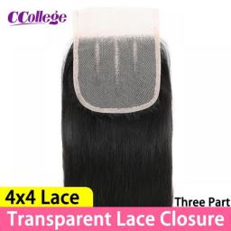 Straight Hair Transparent Lace Frontal Closure Only Natural Brazilian Human Hair Middle Part 4x4 Lace Closure 13x4 Lace Frontal