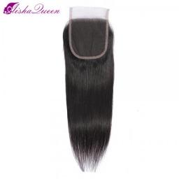 Aisha Queen 4*4 Lace Closure Free Part Swiss Lace Medium Brown Lace Color Closures Non-Remy Brazilian Hair