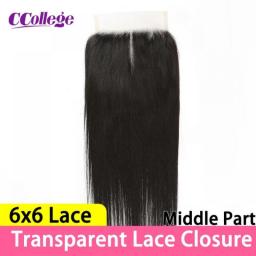 4x4 5x5 6x6 Lace Closure Human Hair Transparent Closures Only 13x4 Lace Frontal Straight Brazilian Hair Free/Three/Middle Part