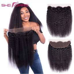 8-24 Inch Kinky Straight 2X6 4X4 5X5 6X6 Lace Closure Pre Plucked Yaki Human Hair 13X4 Frontal Free/Middle Part On Sale