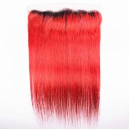 Straight Ombre 13x4 Lace Frontal Human Hair Pre Plucked Pre Colored 1B/99J/30/Green/Red/Pink/Blue She Admire Brazilian Remy Hair