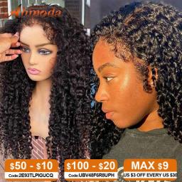 Kinky Curly 13x6 Transparent Lace Front Wig Human Hair Afro Curly Baby Hair Wig 32 Inch Kinky 4C Edge Wigs HD Lace Frontal Wigs