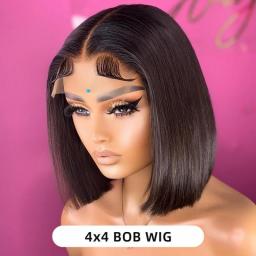Straight Bob Wig Lace Front Human Hair Wigs For Women Brazilian Glueless Bob Human Hair Wigs Dark Brown HD Lace Frontal Wig