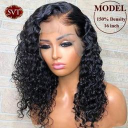 SVT 16-30 Inches Water Wave 13x4 HD Lace Frontal Wigs Curly Human Hair Wigs For Women Indian Wet And Wavy 4x4 Lace Closure Wigs