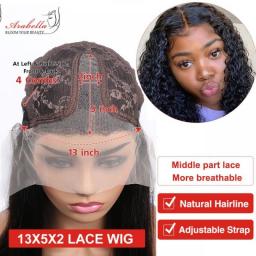 13x4 HD Lace Front Human Hair Wigs Water Wave Transparent Lace Wig Pre Plucked Bleached Knots Arabella T Part Wig Remy Bob Wig