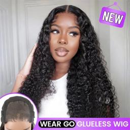 Water Wave Glueless Lace Front Human Hair Wigs Lace Closure Wigs Tracy Hair Human Hair Pre Cut Lace Wig With Dome Cap