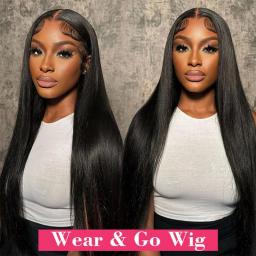 Straight Wear Go Glueless Wig Preplucked Human Wigs Ready To Wear Lace Frontal Wig Transparent 4x4 Closure Wig Pre Cut  250Percent